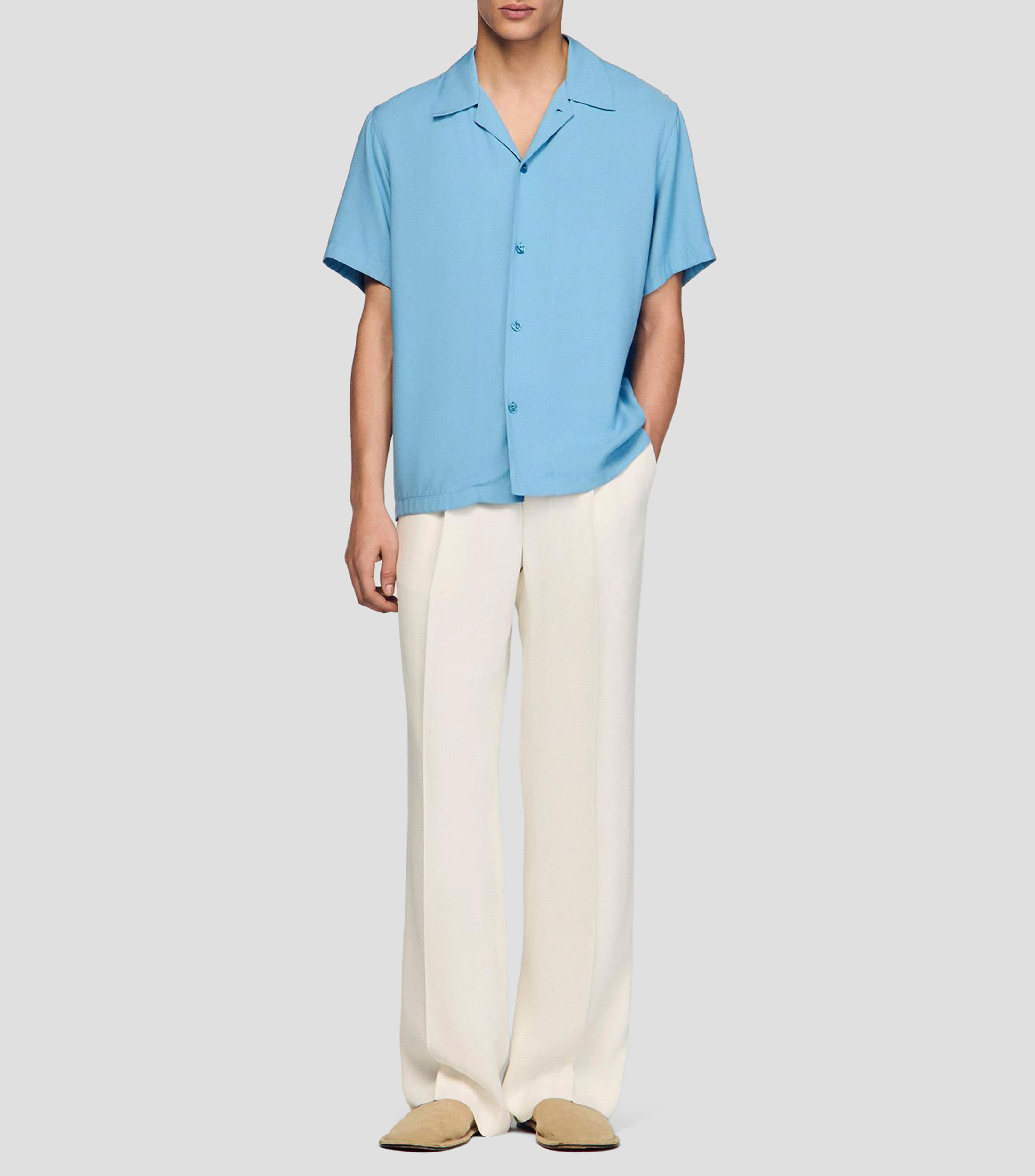 Camisa lisa manga corta Hombre